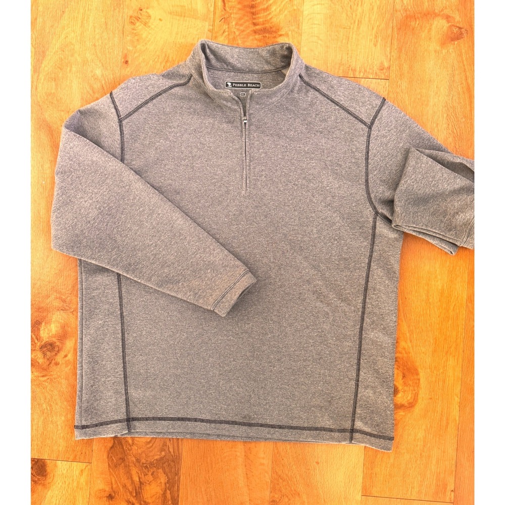 Pebble Beach Performance 1/4 Zip Pullover Gray Mens XL Athletic Golf Like New